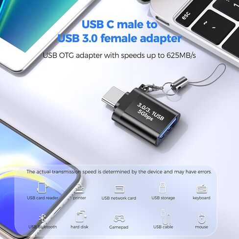 USB to USB C Adapter 2 Pack，USB C Female to USB Male Adapter and USB A Female 3.0 to USBC Male Adapter OTG Converter for MacBook Pro 2021, iPad Pro 2020, Samsung Galaxy S8/S9 and Other Type C Devices in Saudi Arabia