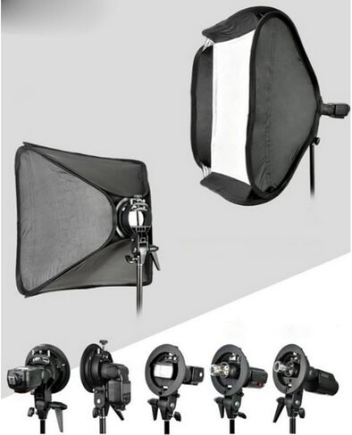 60x60cm Foldable Softbox Kit with S-Type Bracket Mount for Speedlite Flash Light, Portable Square Photography Softbox Reflector Diffuser Kit with Carrying Case for Studio Portrait & Product Video in Kuwait