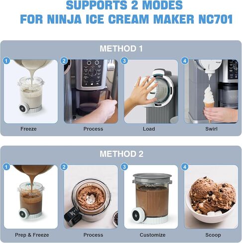 2 Pack Swirl Pints & Lids for Ninja NC700 Series Soft Serve Makers in Saudi Arabia