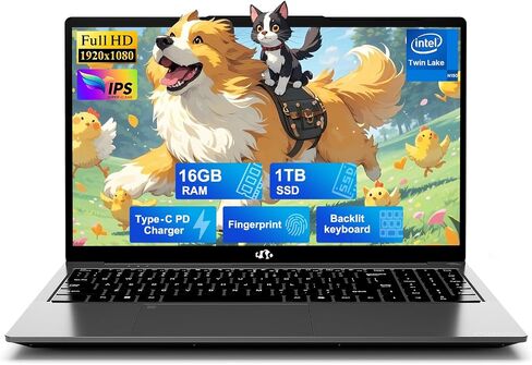 NIMO 15.6" IPS FHD-Student-Laptop, 16GB RAM 1TB SSD Intel N150(Beat i3-10110U, Up to 3.6GHz) Computer with 65W Type-C, Fingerprint, Backlit Keyboard, Wi-Fi 6, BT5.2, for Business and Home in Kuwait