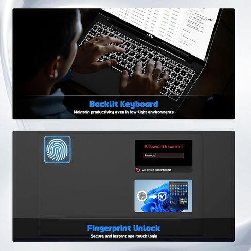NIMO 15.6" IPS FHD-Student-Laptop, 16GB RAM 1TB SSD Intel N150(Beat i3-10110U, Up to 3.6GHz) Computer with 65W Type-C, Fingerprint, Backlit Keyboard, Wi-Fi 6, BT5.2, for Business and Home in Kuwait