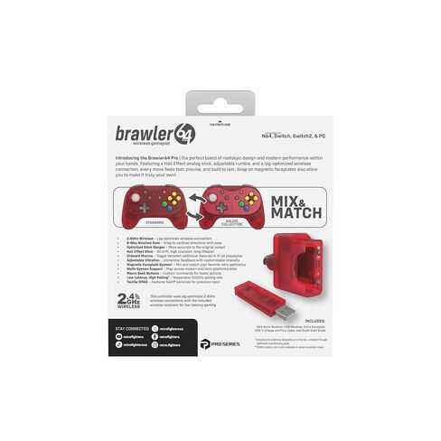 Retro Fighters Brawler64 Pro Wireless N64 Controller for Nintendo 64, Switch, Switch 2 & PC | 2.4GHz (Watermelon Red) in Saudi Arabia