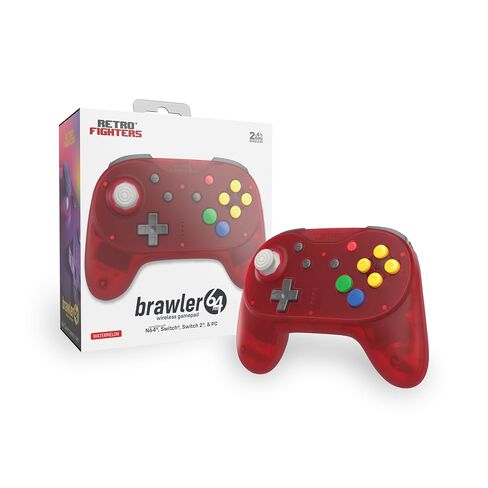 Retro Fighters Brawler64 Pro Wireless N64 Controller for Nintendo 64, Switch, Switch 2 & PC | 2.4GHz (Watermelon Red) in Saudi Arabia