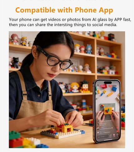 AI Smart Glasses with Camera, Smart Sunglasses 4K Video Recording & Photo Capture, Bluetooth 5.4 Music Play Phone Call, Real-Time Translation, AI Assistant, Open-Ear Audio in Saudi Arabia