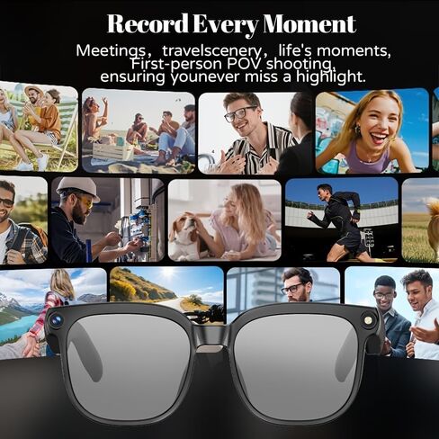 AI Smart Glasses with Camera, Smart Sunglasses 4K Video Recording & Photo Capture, Bluetooth 5.4 Music Play Phone Call, Real-Time Translation, AI Assistant, Open-Ear Audio in Saudi Arabia
