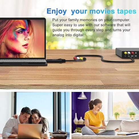 Kkf USB 2.0 Video Capture Card for Streaming – VHS to Digital Converter, with Audio Transfer Grabber, Digitize Video DSLR DVD PS3 PS4 Camera Adapter, for Mac, PC or Notebook (IU037B-2) in Saudi Arabia