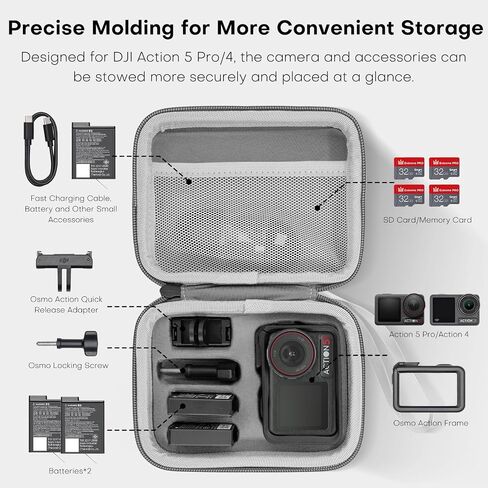 REYGEAK Carrying Case for DJI Osmo Action 5 Pro, Portable Compact Bag for DJI Action 4/3, Waterproof Storage Case in Kuwait
