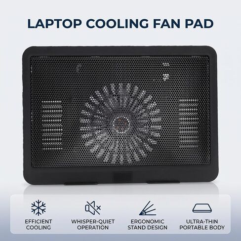 Fockety Laptop Cooling Pad, USB Powered Non Slip Laptop Cooler Cooling Pad with Silent Fan, Ergonomic Stand Portable Cooler for Desk Notebook Gaming in Kuwait