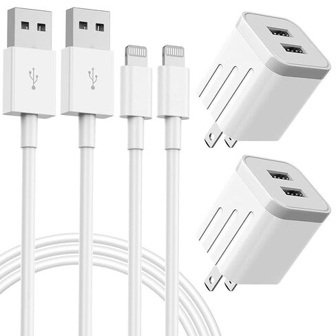 iPhone Fast Charger,iPhone Charger Fast Charging 2Pack Dual Port USB Wall Chargers Block Adapter Plug Long 6FT Fast Charging Lightning Cable Cord for iPhone 14 13 12 11 Pro Max XS X 8 7 Plus SE iPad in Kuwait
