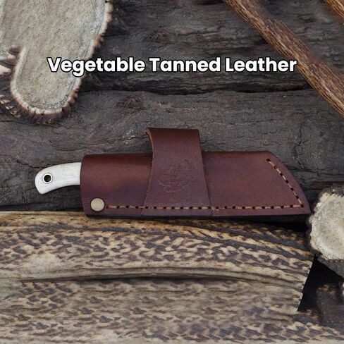 Knives Ranch Handmade EDC Fixed Blade Knife – 6.5" Damascus Blade Full Tang | Everyday Carry Knife | Bone Handle with Dual Carry Genuine Leather Cowboy Sheath – Hunting, Scout Carry, Outdoor (3186-B) in Saudi Arabia