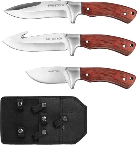 Swiss+Tech 3-Piece Hunting Knife Set Full Tang Bowie Gut Hook with Sheath in Kuwait