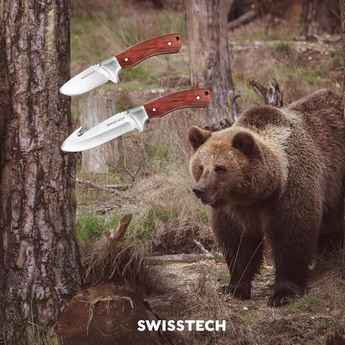 Swiss+Tech 3-Piece Hunting Knife Set Full Tang Bowie Gut Hook with Sheath in Kuwait