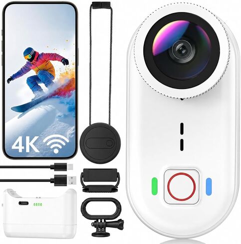 كاميرا أكشن صغيرة مقاومة للماء بدقة 4K، كاميرا فيديو POV سعة 64 جيجابايت يمكن ارتداؤها بالجسم in Kuwait