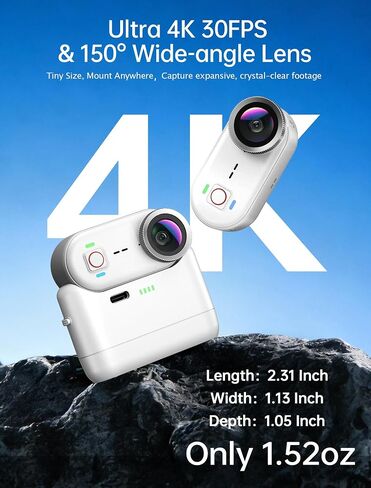 كاميرا أكشن صغيرة مقاومة للماء بدقة 4K، كاميرا فيديو POV سعة 64 جيجابايت يمكن ارتداؤها بالجسم in Kuwait