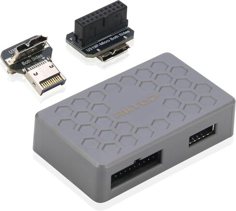 RIITOP USB Type-E + 20Pin Internal HUB, 20Pin Header or Type-E (A-Key) Input to 20Pin Male + Type-E Female Dual Output Extending Front Panel for PC [5Gbps] in Kuwait