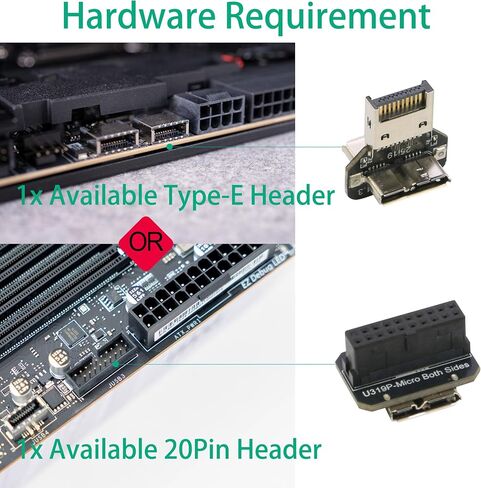 RIITOP USB Type-E + 20Pin Internal HUB, 20Pin Header or Type-E (A-Key) Input to 20Pin Male + Type-E Female Dual Output Extending Front Panel for PC [5Gbps] in Kuwait