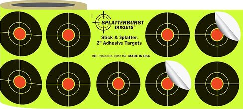Splatterburst Targets - Roll of (510) 2 Inch Stick & Splatter Self Adhesive Shooting Target Stickers - Gun - Rifle - Pistol - Airsoft - BB Gun - Pellet Gun - Air Rifle - Made in USA in Saudi Arabia