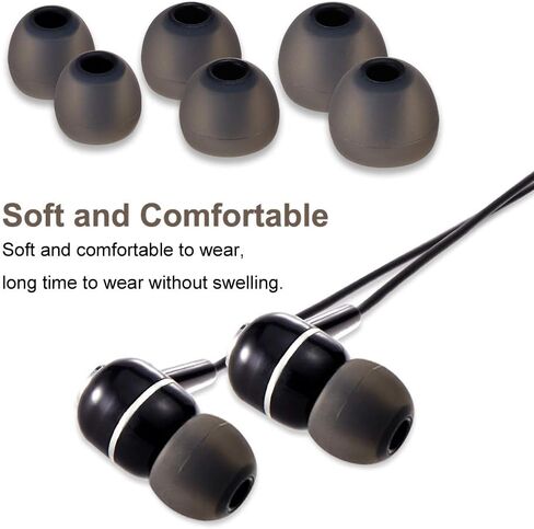 Earbud Tips Soft Silicone Earbuds Replacement Tips Fit for in-Ear Headphones(Inner Hole from 3.8mm -4.2mm Earphones) 9 Pairs S/M/L,Black in Kuwait