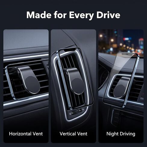 2Pcs Black Universal Phone Holder Clip Car Air Vent Magnetic Mount Holder Bracket for GPS Suporte Celular Car Phone, Vent Clip Phone Holder,Cell Phone Automobile Cradles in Saudi Arabia