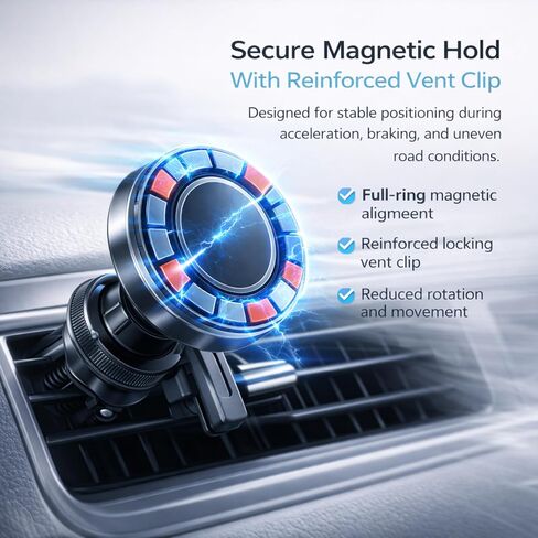 Trusmi Magnetic Car Phone Holder for MagSafe, Air Vent Phone Mount 360° Rotation, Strong Magnet Cell Phone Holder for Car for iPhone 17 16 15 14 13 12 Pro Max, Samsung Galaxy, Google Pixel in Saudi Arabia