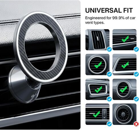 Trusmi Magnetic Car Phone Holder for MagSafe, Air Vent Phone Mount 360° Rotation, Strong Magnet Cell Phone Holder for Car for iPhone 17 16 15 14 13 12 Pro Max, Samsung Galaxy, Google Pixel in Saudi Arabia