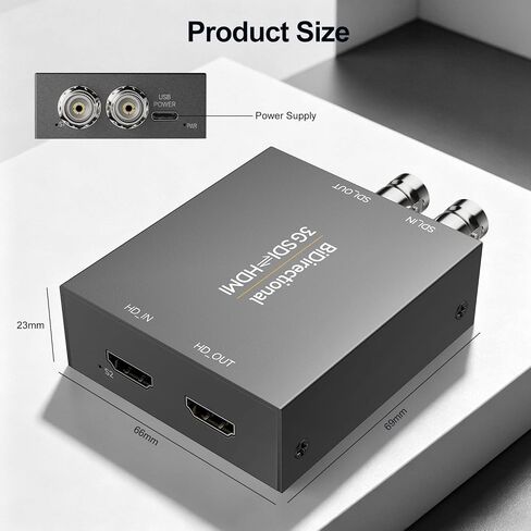 Bidirectional SDI/HDMI Converter 3G, SDI to HDMI/HDMI to SDI Converter, Video Audio Adapter for Broadcast, Live Streaming, Photography & Home Theater（with Power Supply） in Saudi Arabia