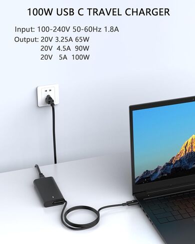 100W USB C Charger Compatible with Dell XPS 14 16/Pro 14 16 Plus in Saudi Arabia