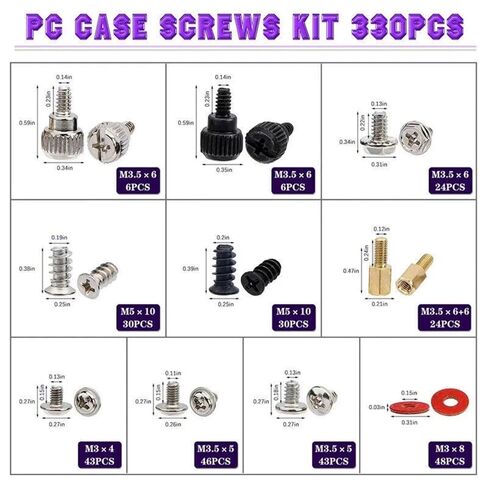 332 Pcs PC Screws Standoffs Set for Hard Drive Motherboard Case Fan in Kuwait