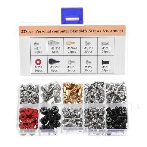 228 Pcs PC Screws Standoffs Kit for Computer Case Motherboard Hard Drive Fan in Kuwait