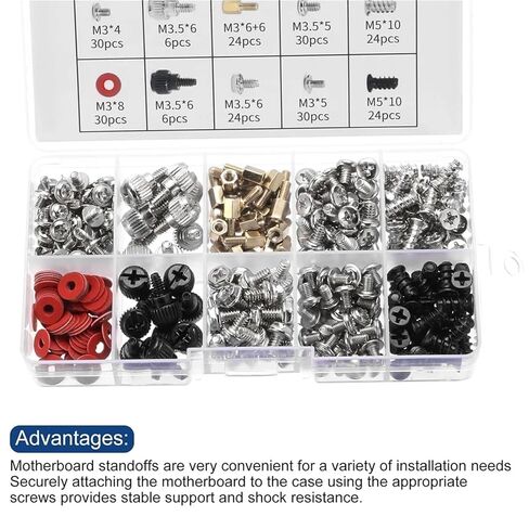 228 Pcs PC Screws Standoffs Kit for Computer Case Motherboard Hard Drive Fan in Kuwait