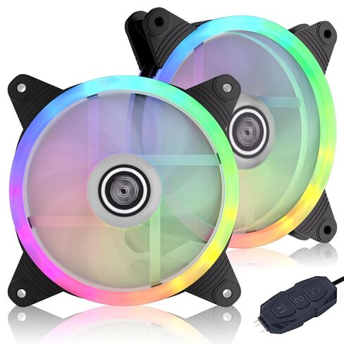 DS 120MM PWM Fans, 3Pack LED RGB Case Fans for PC Cases, CPU Coolers, Water Cooling Radiators System (Compatible with ASUS Aura Sync or MSI Mystic Control, B Series) in Kuwait