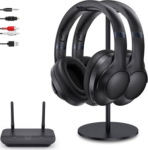 Dual Wireless TV Headphones for Seniors with Transmitter&Stand in Kuwait