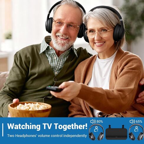 Dual Wireless TV Headphones for Seniors with Transmitter&Stand in Kuwait