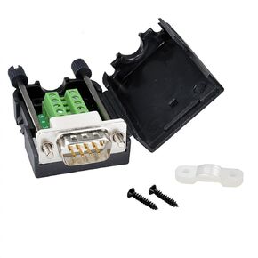 DB9 Male Breakout Board RS232 D-Sub 9 Pin Screw Terminal Adapter with Plastic Cover, 2 Row Connector for Serial Communication DIY in Kuwait