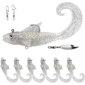 5in Pre-Rigged Curly Tail Swimbaits with Hidden Hook & Loop for Bass in Saudi Arabia