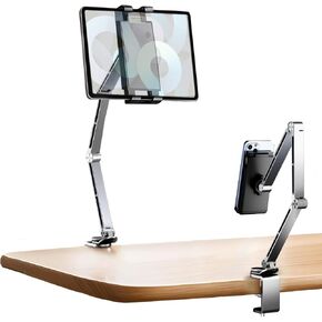 Tablet Stand Holder for Desk Aluminum Alloy Ipad Desk Mount Monitor with 360°Rotate Base, Adjustable&Foldable Tablet Arm for 4.7"-15.6" Screen Phone,Kindle,Fire HD,Monitor (Sliver) in Kuwait