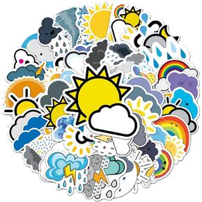 50 PCS Unique Waterproof Weather Icon Vinyl Stickers Pack in Kuwait