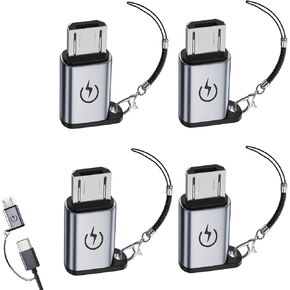 USB C to Micro USB adapter, Micro USB male to USB C female adapter supports 18W fast charging for mobile phone fast charging and data transfer (4 pieces), cannot be used for headphone audio playback in Saudi Arabia