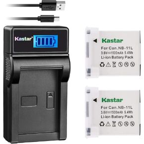 Kastar Battery (X2) & Slim LCD Charger for Canon NB-11L and PowerShot SX410 is SX400 is ELPH 170 is 340 HS 320 HS 130HS 110 HS 1150 HS A2300 is A2400 is A2500 A2600 A3400 is A3500 is A4000 Cameras in Kuwait