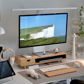 Bamboo Monitor Stand Riser with Drawer in Saudi Arabia