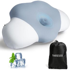 SAHEYER Memory Foam Camping Pillow, Upgraded Lengthened Travel Pillows for Sleeping, Cervical Neck Support Camping Gear Accessories - Small Pillow Travel Essentials for Sleep, Backpack, Hammock, Grey in Saudi Arabia