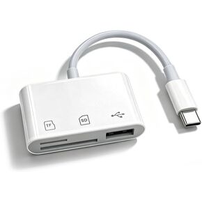 USB C SD Card Reader, Type C 3 in 1 Port, SD/MicroSD, White in Kuwait