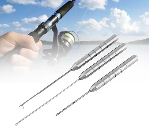 3Pcs Fishing Bait Needle Set, Aluminum Alloy Baiting Needle Tool, 3 in 1 Fish Rigging Needles, Portable Fishing Baiting Needles for Fish Preparation, Making Rigs, Sliver in Saudi Arabia