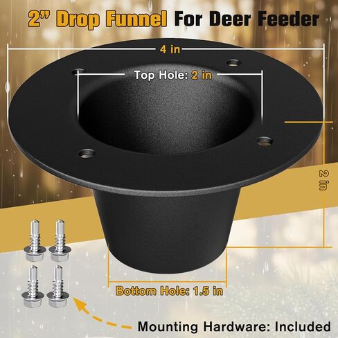 2" Drop Funnel for Deer Feeder, Smooth Jam-Free Feed Flow, Durable Replacement Funnel with Mounting Hardware, Easy Installation in Saudi Arabia