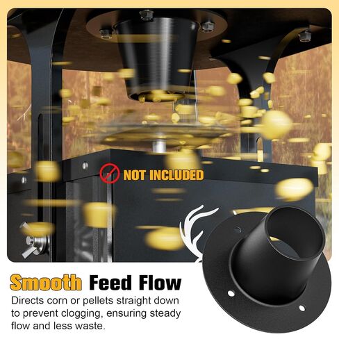 2" Drop Funnel for Deer Feeder, Smooth Jam-Free Feed Flow, Durable Replacement Funnel with Mounting Hardware, Easy Installation in Saudi Arabia