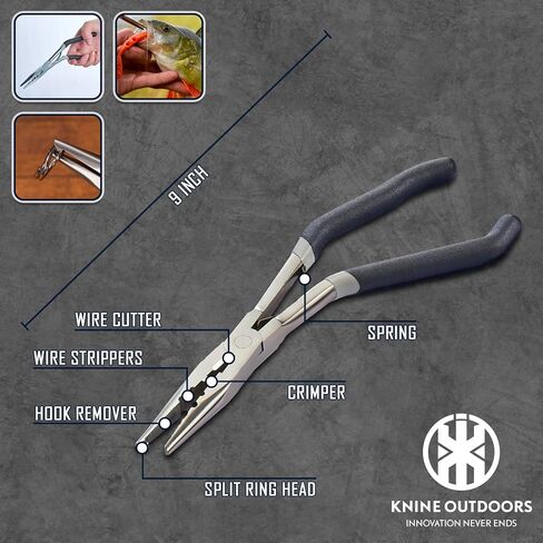 KNINE OUTDOORS 6PCS Fishing Tool Kit, Fishing Pliers, Fish Fillet Knife, Fishing Gripper, Fishing Scissors for Braided line, Fishing Gear and Equipment, Fishing Gifts for Men in Kuwait