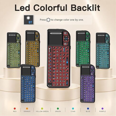 Mini Wireless Bluetooth Keyboard with Touchpad, 2.4G + Bluetooth Dual Mode 7-Color Backlit, Rechargeable and Compact for iPad, Mac, Windows & Android. Ideal for Travel, Office and Home Use (Black). in Saudi Arabia