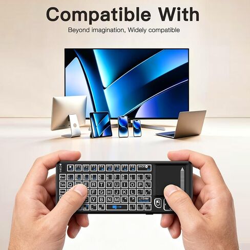 Mini Wireless Bluetooth Keyboard with Touchpad, 2.4G + Bluetooth Dual Mode 7-Color Backlit, Rechargeable and Compact for iPad, Mac, Windows & Android. Ideal for Travel, Office and Home Use (Black). in Saudi Arabia