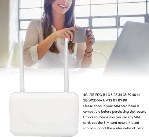 4G LTE CPE Router, 300Mbps Router with 2 Antennas, SIM Card Slot, LAN Port, Battery Power for Europe, Asia, Africa (US Plug) in Kuwait