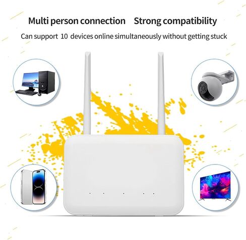 4G LTE CPE Router, 300Mbps Router with 2 Antennas, SIM Card Slot, LAN Port, Battery Power for Europe, Asia, Africa (US Plug) in Kuwait